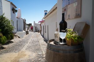 Evora wine bottles in the street